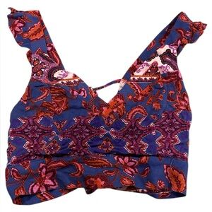 On The Road Pink and Red Paisley Crop Top Women’s Size XS